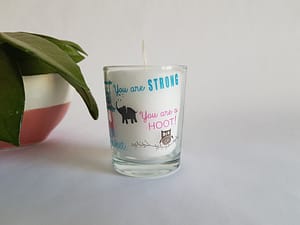 Personalised glass candle holder